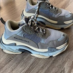 Balenciaga baby blue grey triple s sneakers